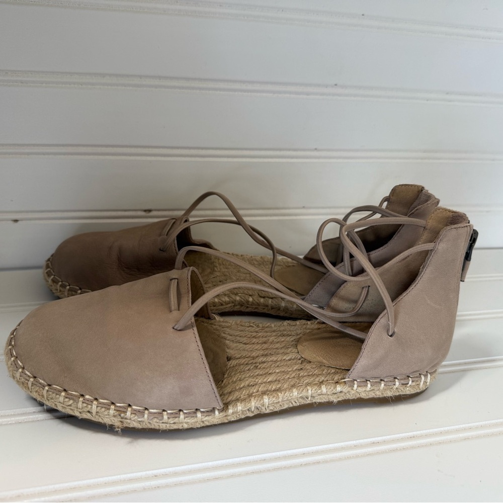 Eileen Fisher Women's Lace Up Espadrilles Leather Sandals Toffee 7.5. 1188 - Picture 3 of 5